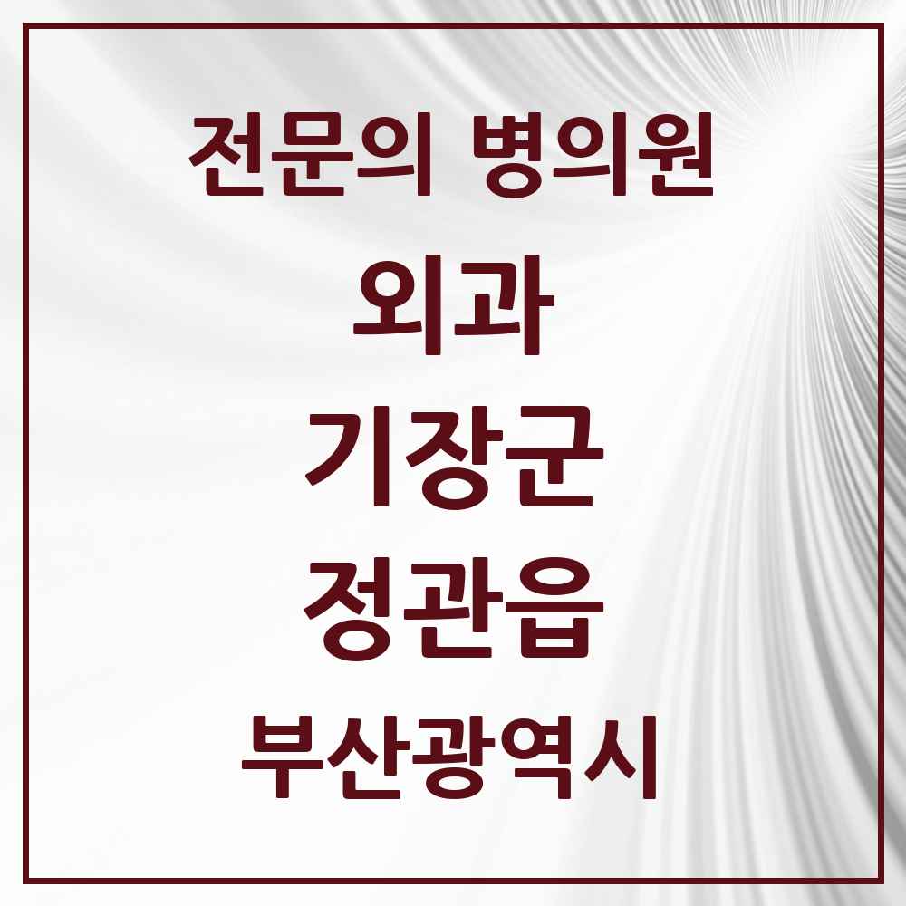 2025 부산광역시 기장군 정관읍 외과 전문의 의원·병원 목록 4곳