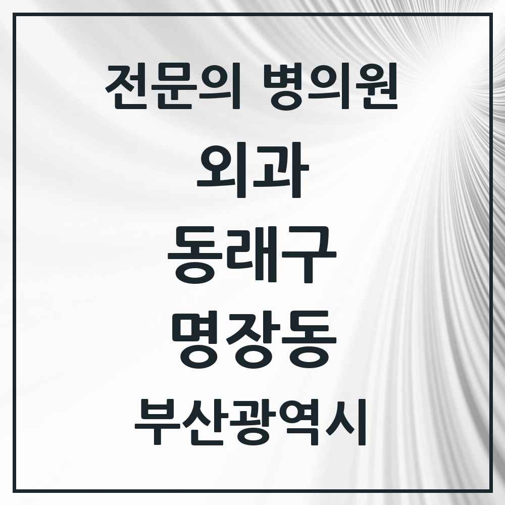 2025 부산광역시 동래구 명장동 외과 전문의 의원·병원 목록 1곳