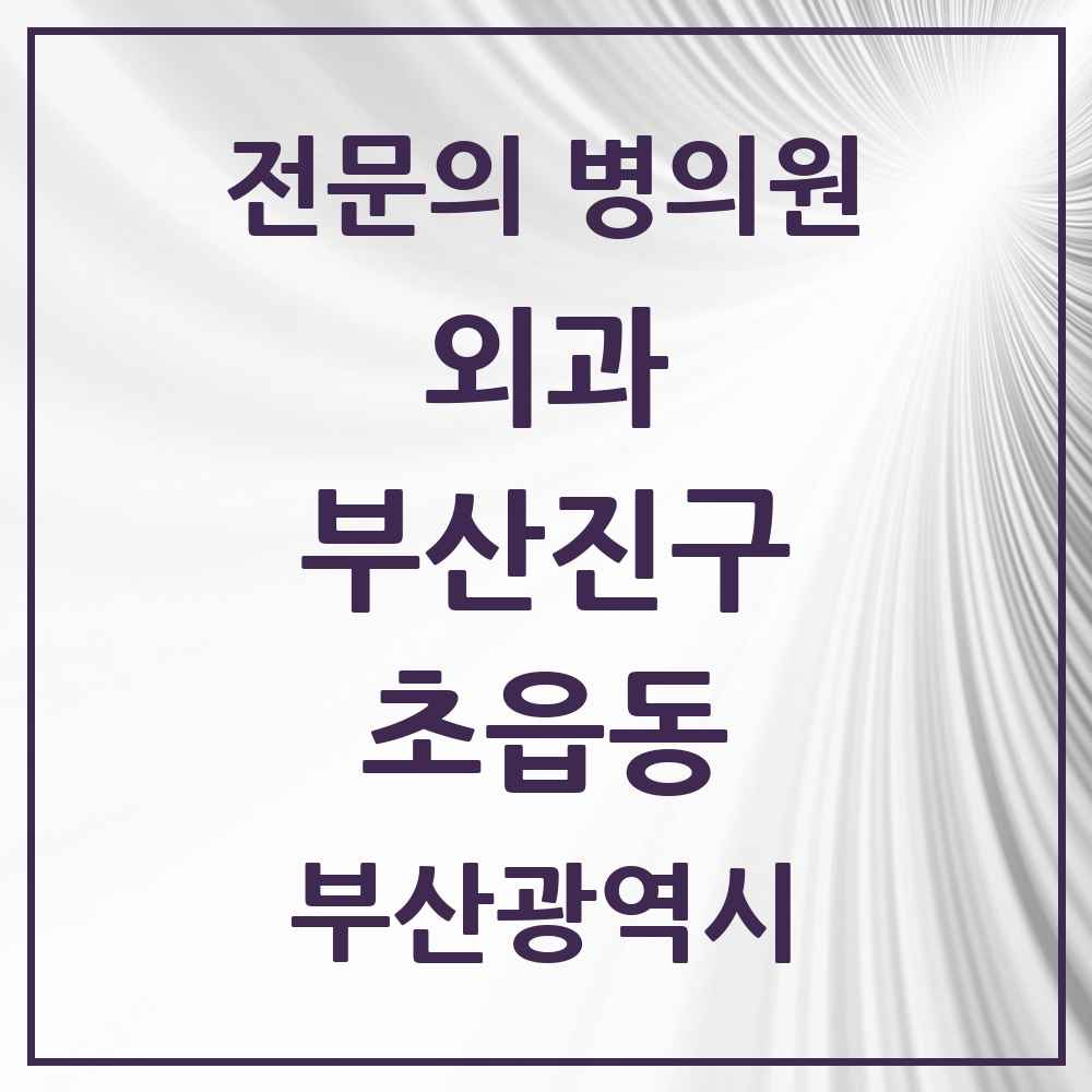 2025 부산광역시 부산진구 초읍동 외과 전문의 의원·병원 목록 1곳