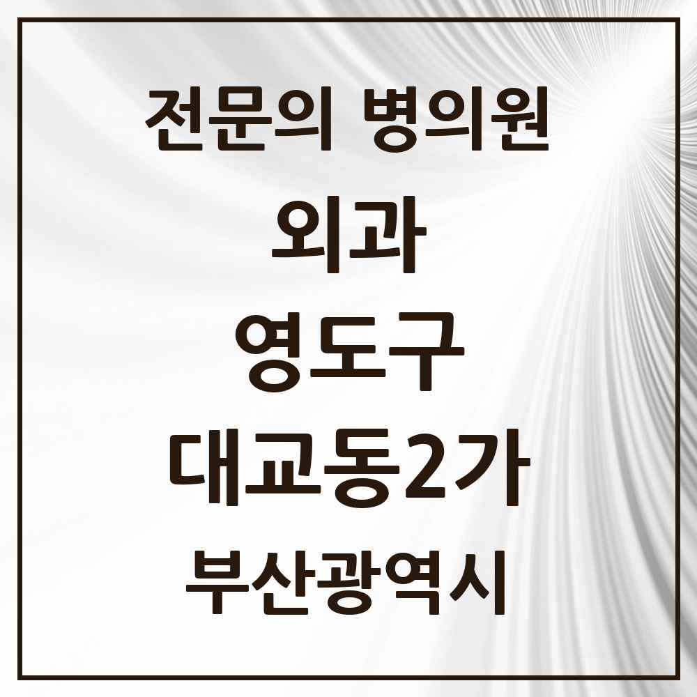 2025 부산광역시 영도구 대교동2가 외과 전문의 의원·병원 목록 2곳