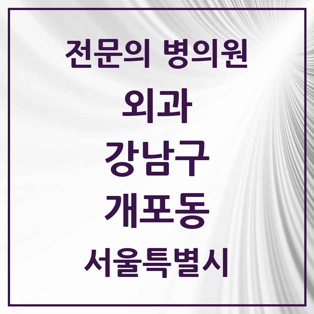 2025 서울특별시 강남구 개포동 외과 전문의 의원·병원 목록 1곳