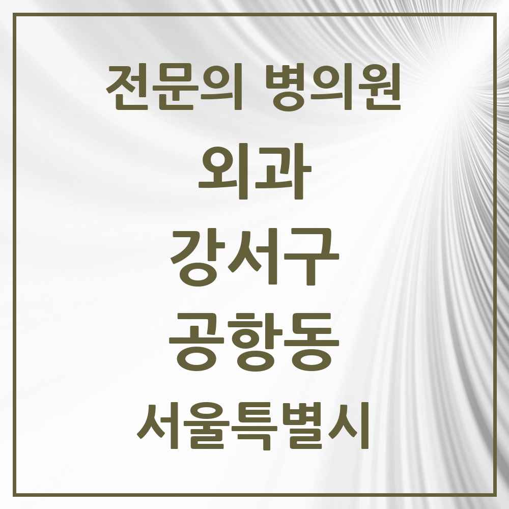 2025 서울특별시 강서구 공항동 외과 전문의 의원·병원 목록 1곳