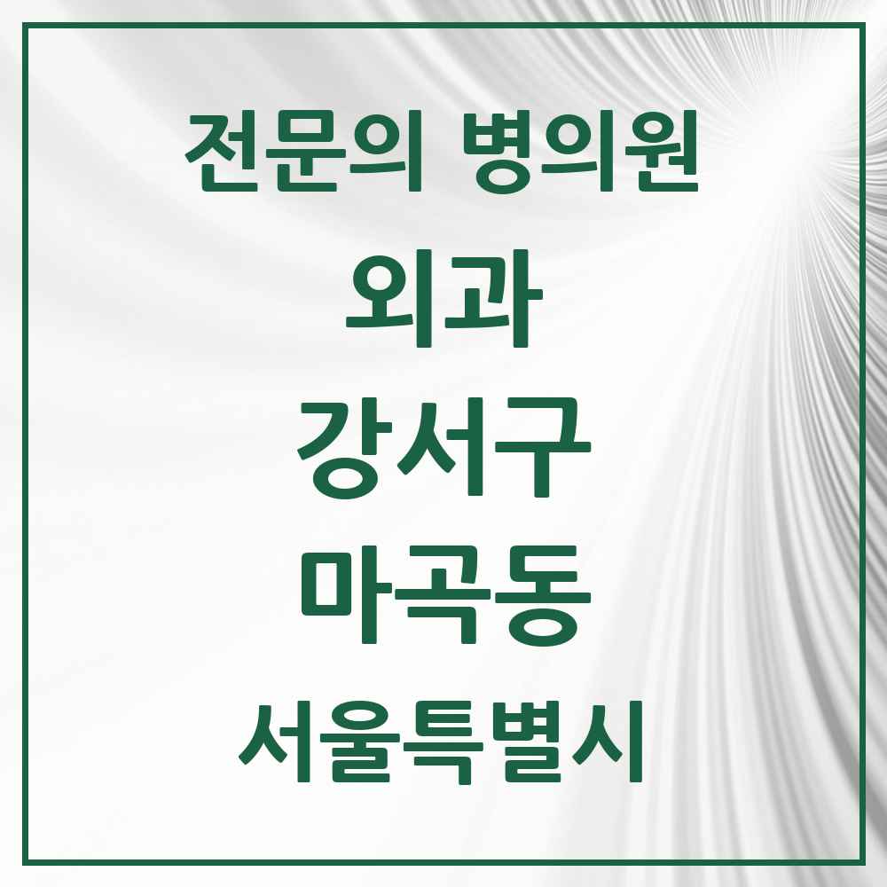 2025 서울특별시 강서구 마곡동 외과 전문의 의원·병원 목록 8곳