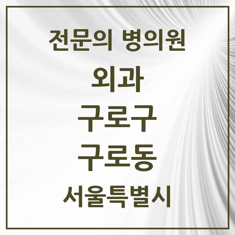2025 서울특별시 구로구 구로동 외과 전문의 의원·병원 목록 8곳
