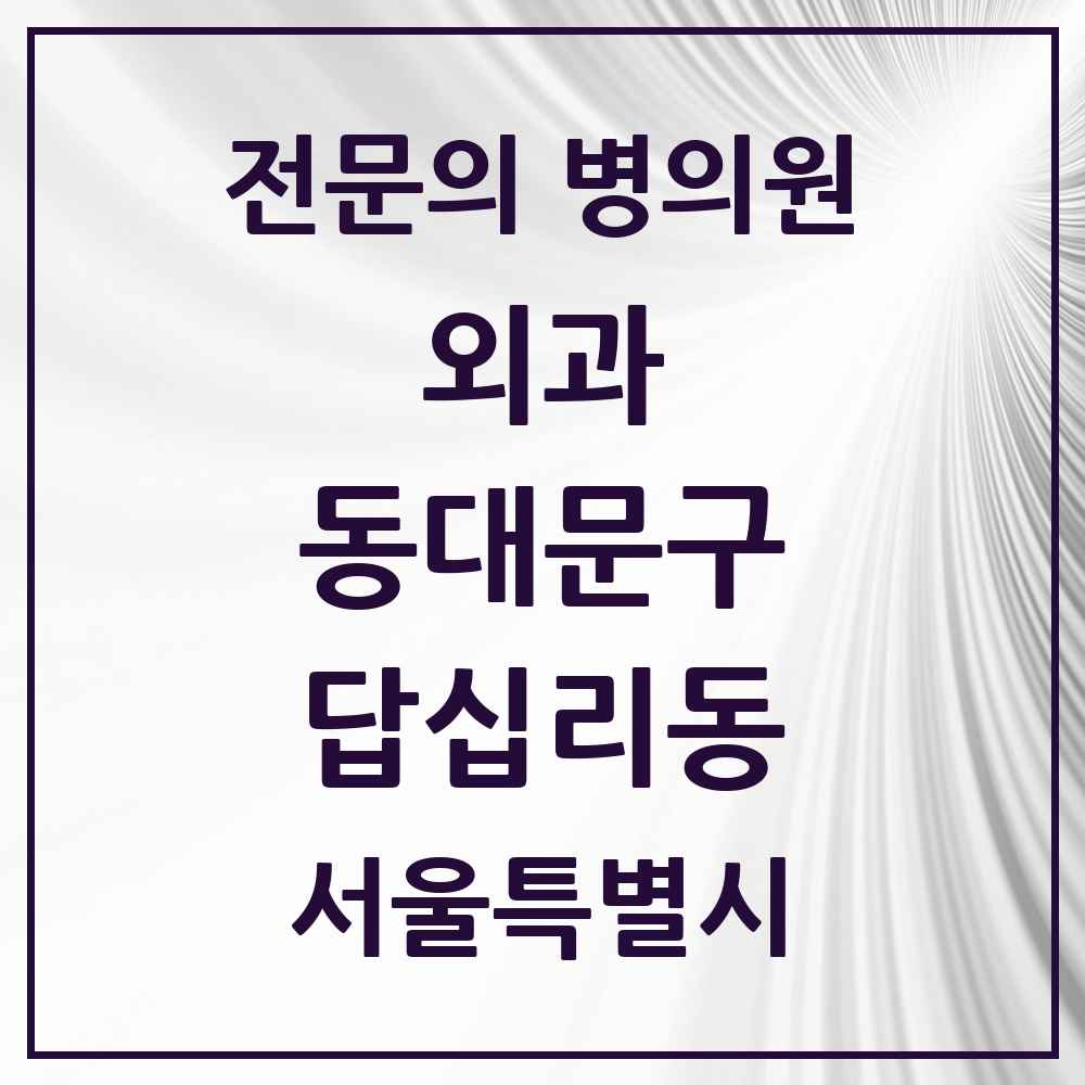 2025 서울특별시 동대문구 답십리동 외과 전문의 의원·병원 목록 1곳