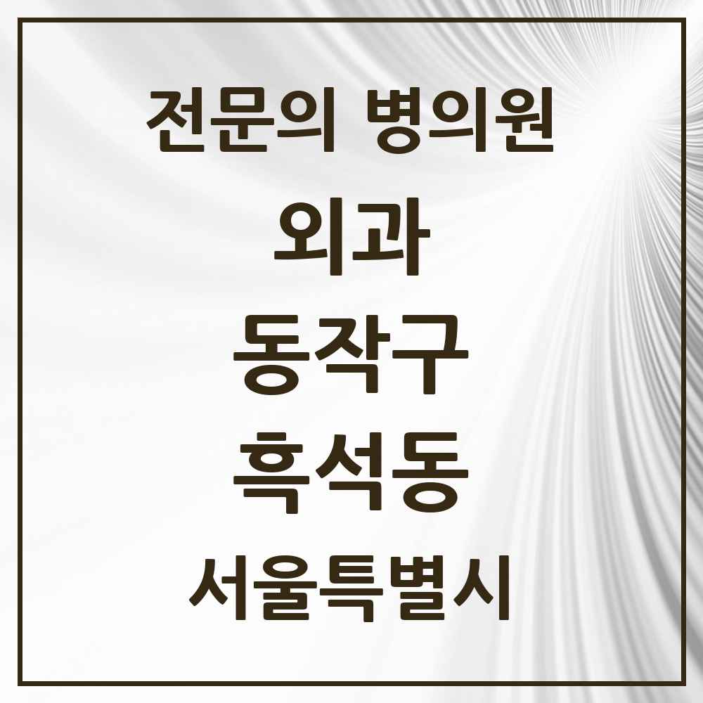 2025 서울특별시 동작구 흑석동 외과 전문의 의원·병원 목록 2곳