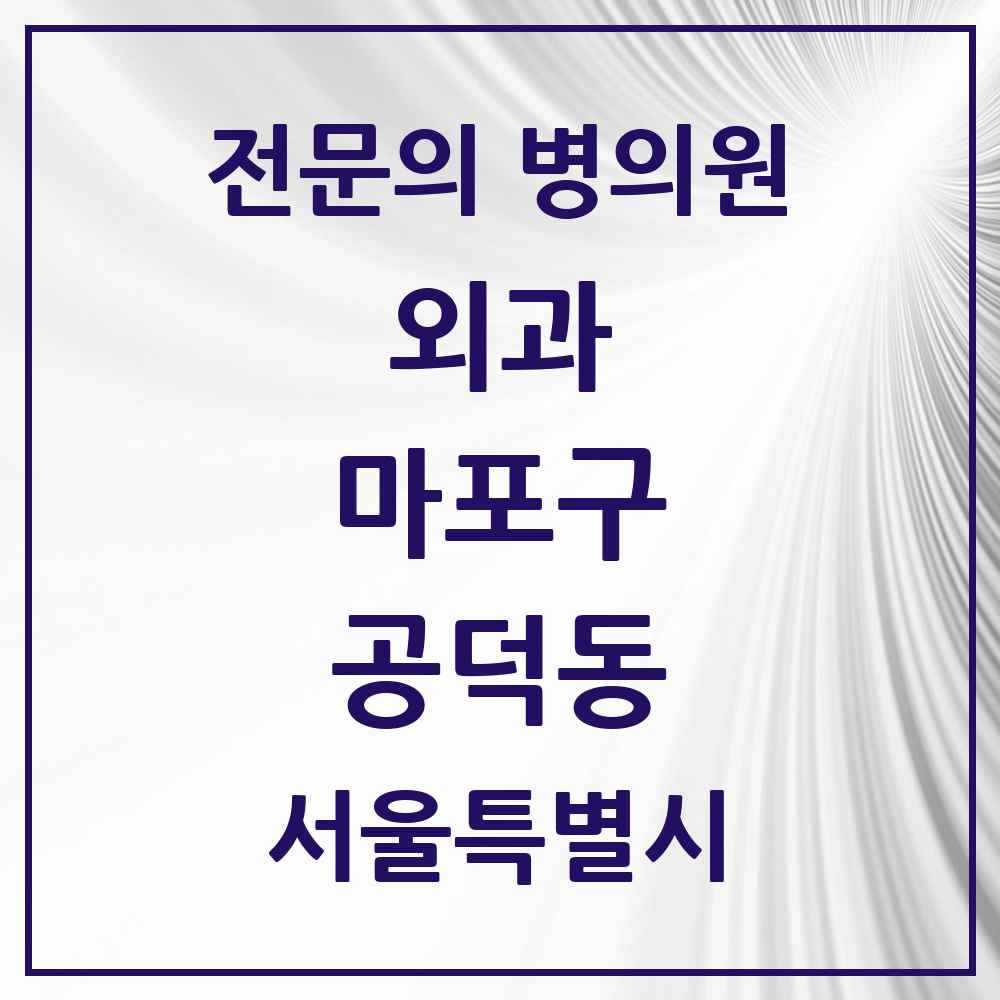 2025 서울특별시 마포구 공덕동 외과 전문의 의원·병원 목록 2곳