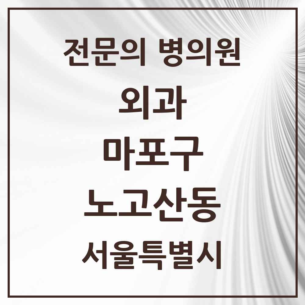 2025 서울특별시 마포구 노고산동 외과 전문의 의원·병원 목록 1곳