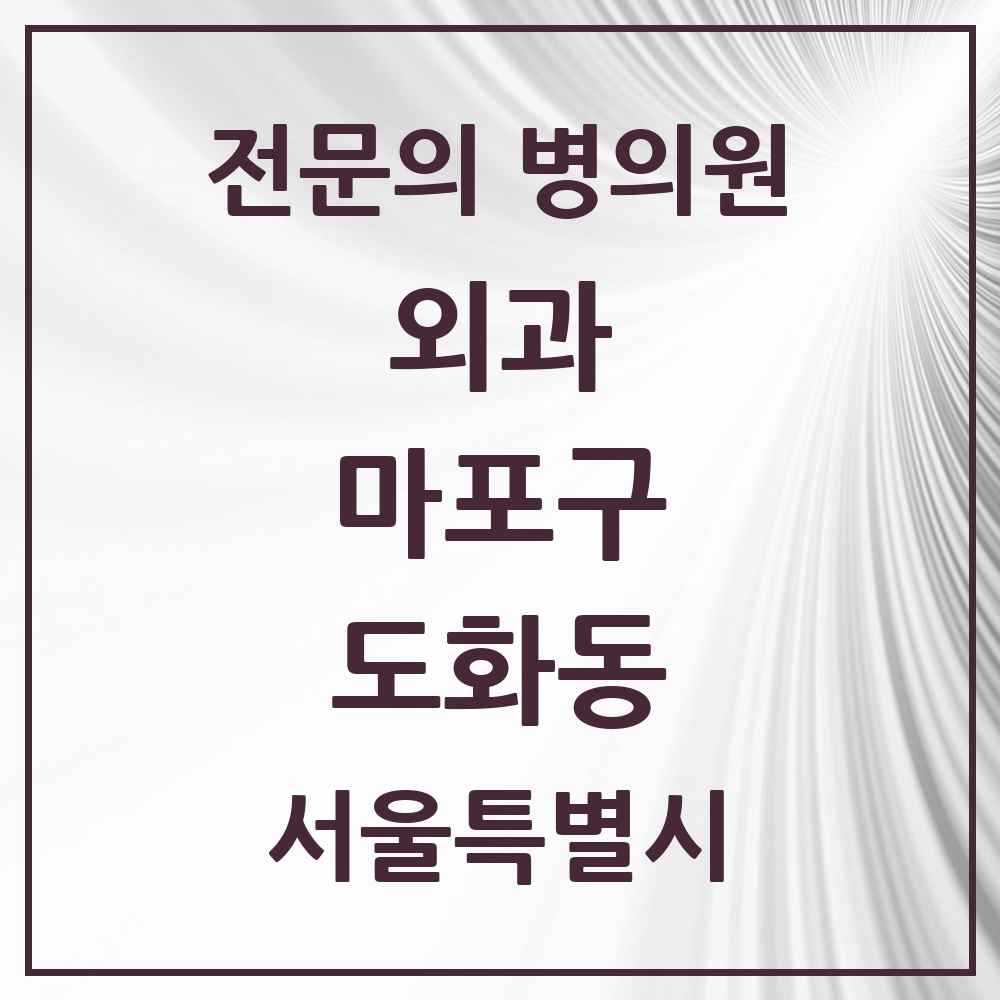 2025 서울특별시 마포구 도화동 외과 전문의 의원·병원 목록 3곳