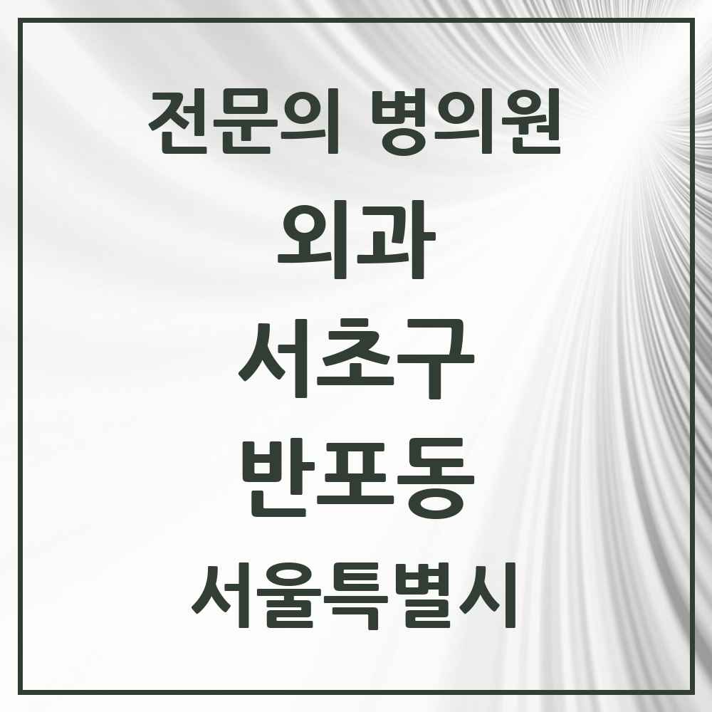 2025 서울특별시 서초구 반포동 외과 전문의 의원·병원 목록 7곳