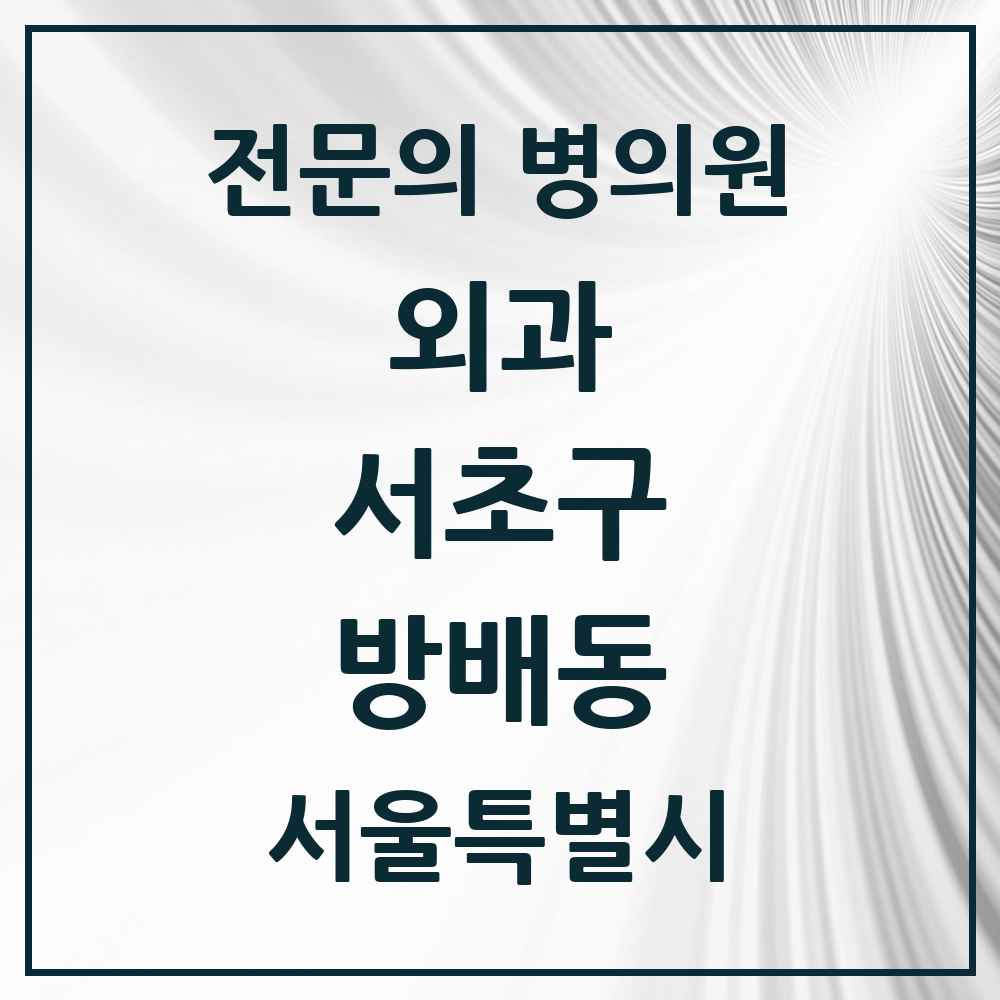 2025 서울특별시 서초구 방배동 외과 전문의 의원·병원 목록 8곳