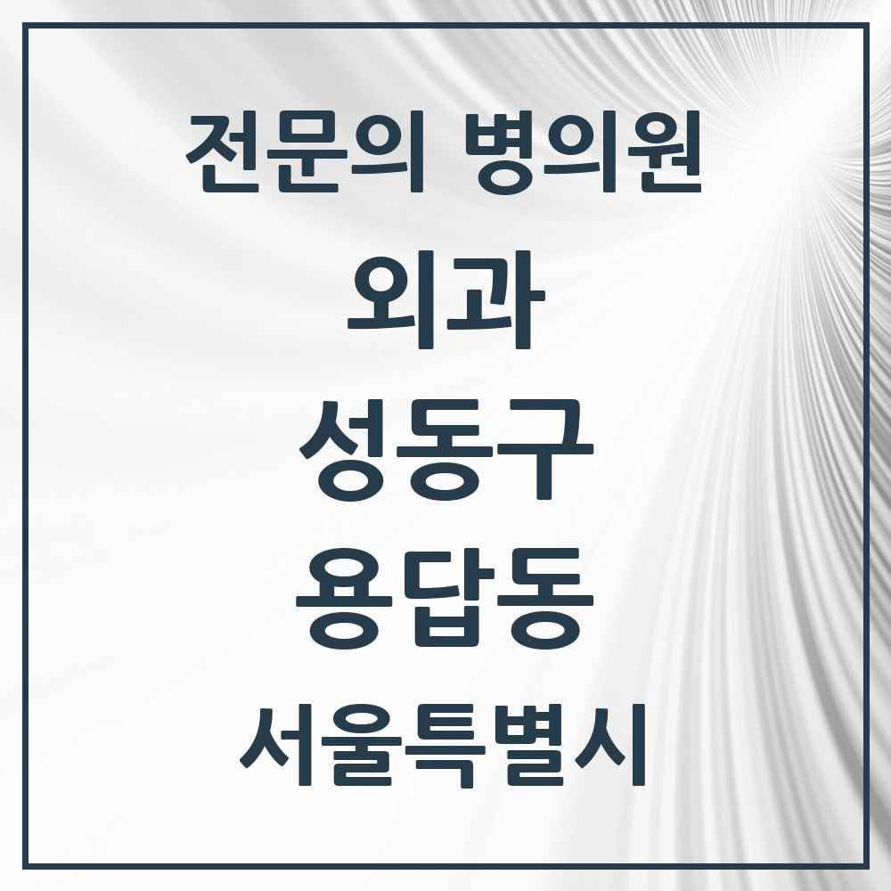 2025 용답동 외과 전문의 의원·병원 모음 2곳 | 서울특별시 성동구 추천 리스트