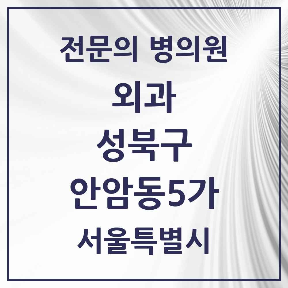2025 서울특별시 성북구 안암동5가 외과 전문의 의원·병원 목록 1곳