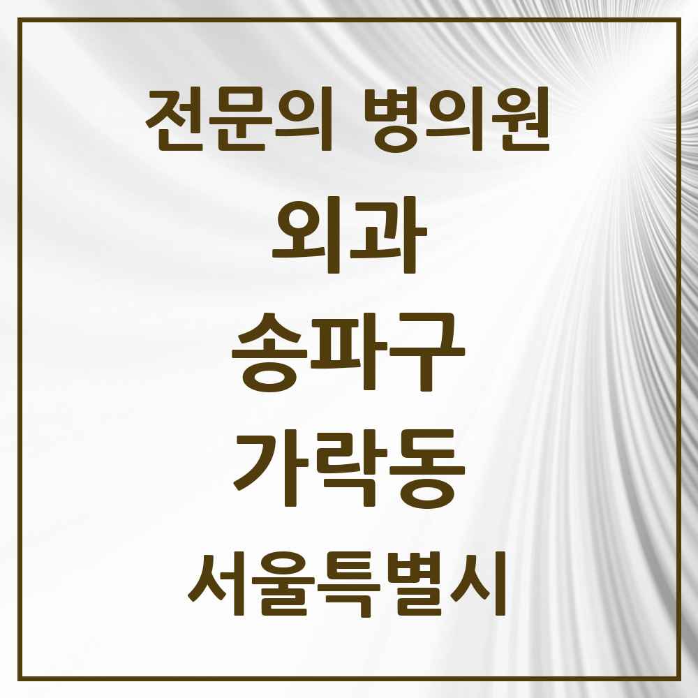 2025 서울특별시 송파구 가락동 외과 전문의 의원·병원 목록 4곳