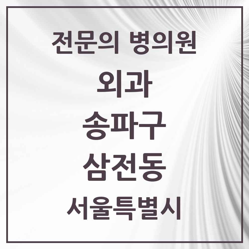 2025 서울특별시 송파구 삼전동 외과 전문의 의원·병원 목록 1곳