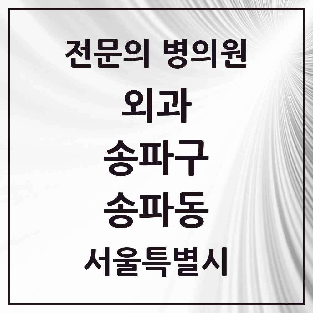 2025 서울특별시 송파구 송파동 외과 전문의 의원·병원 목록 3곳