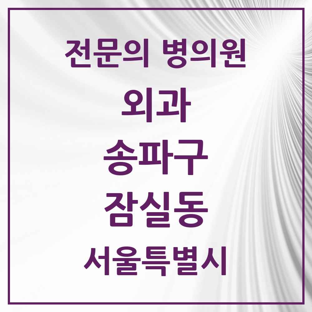 2025 서울특별시 송파구 잠실동 외과 전문의 의원·병원 목록 5곳