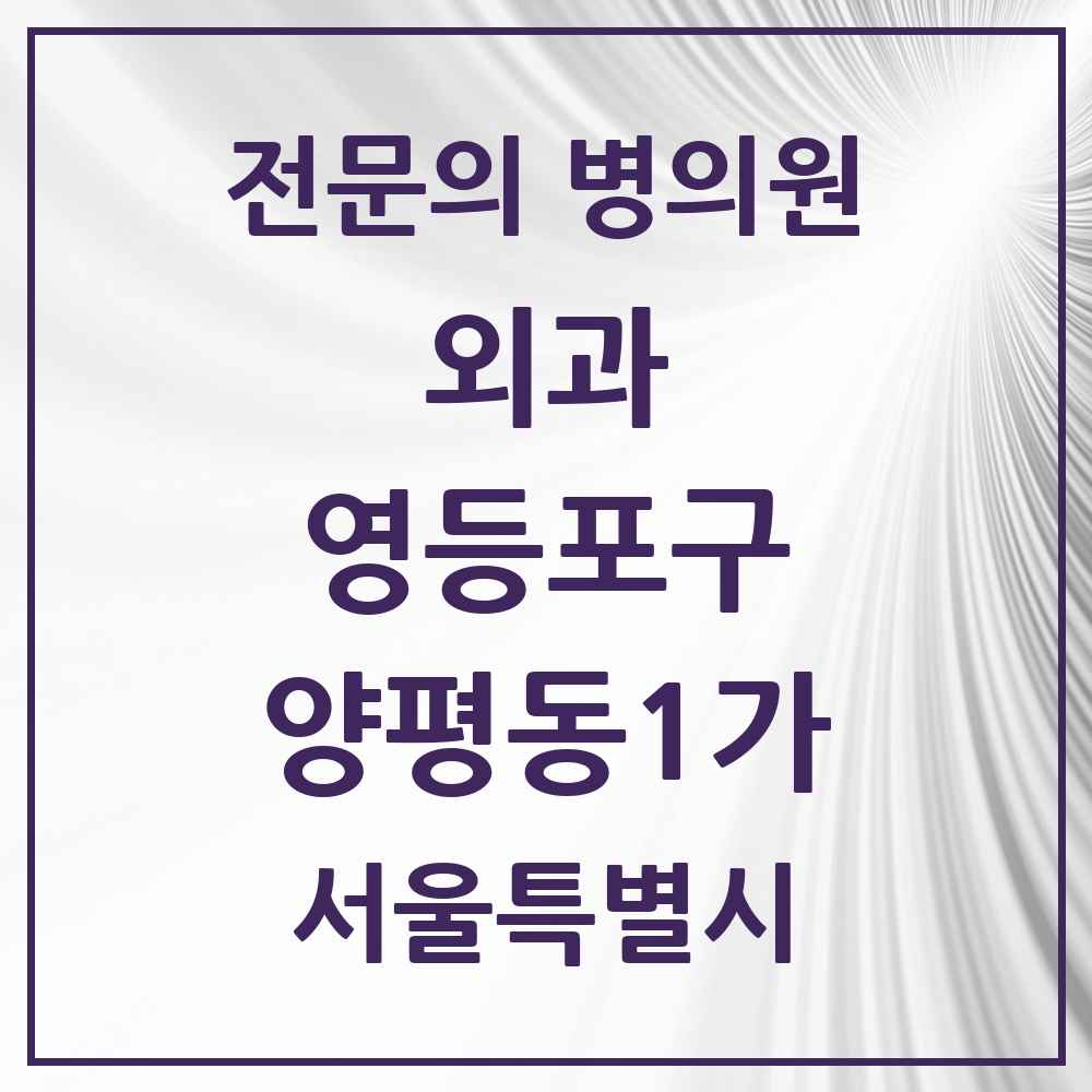 2025 서울특별시 영등포구 양평동1가 외과 전문의 의원·병원 목록 1곳