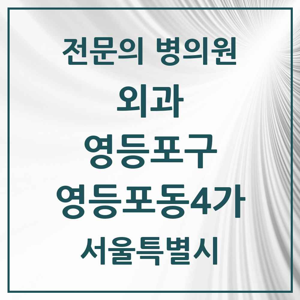 2025 서울특별시 영등포구 영등포동4가 외과 전문의 의원·병원 목록 2곳