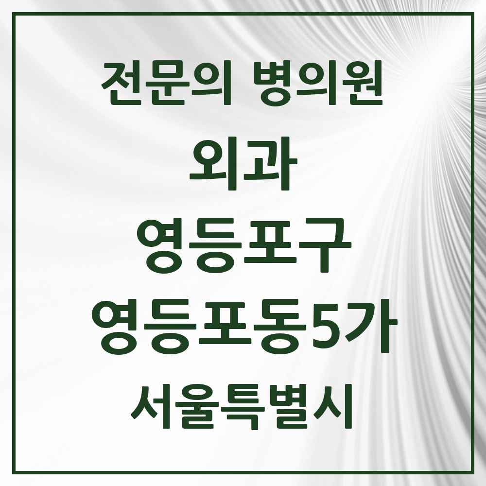 2025 서울특별시 영등포구 영등포동5가 외과 전문의 의원·병원 목록 1곳