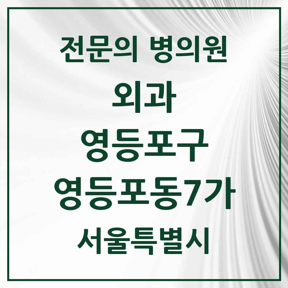 2025 서울특별시 영등포구 영등포동7가 외과 전문의 의원·병원 목록 1곳
