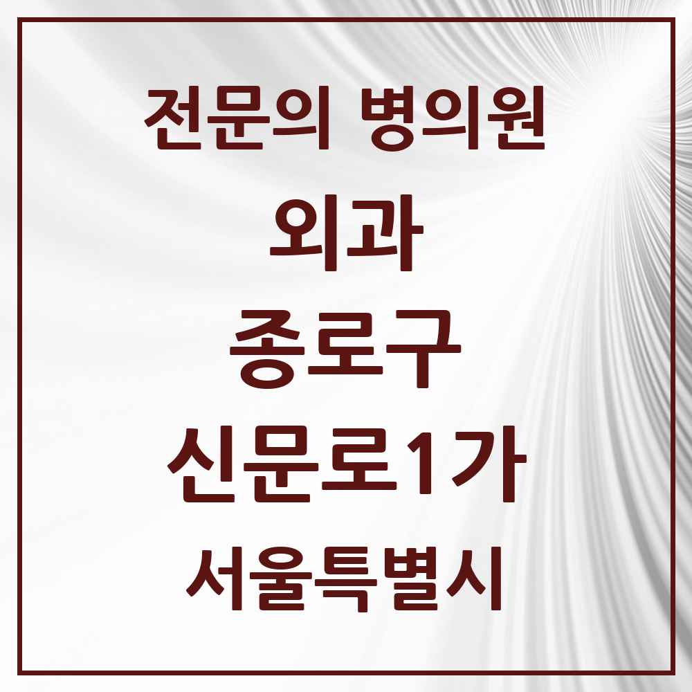 2025 서울특별시 종로구 신문로1가 외과 전문의 의원·병원 목록 1곳