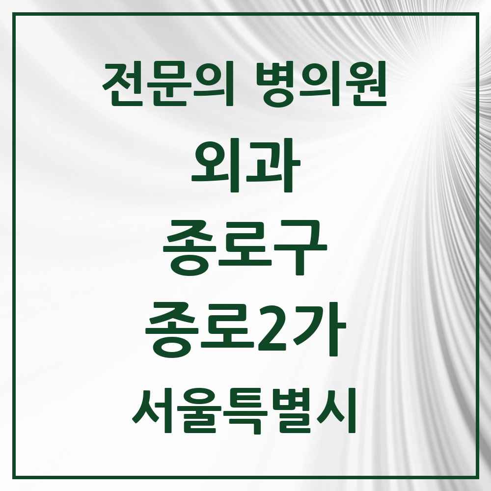 2025 서울특별시 종로구 종로2가 외과 전문의 의원·병원 목록 1곳