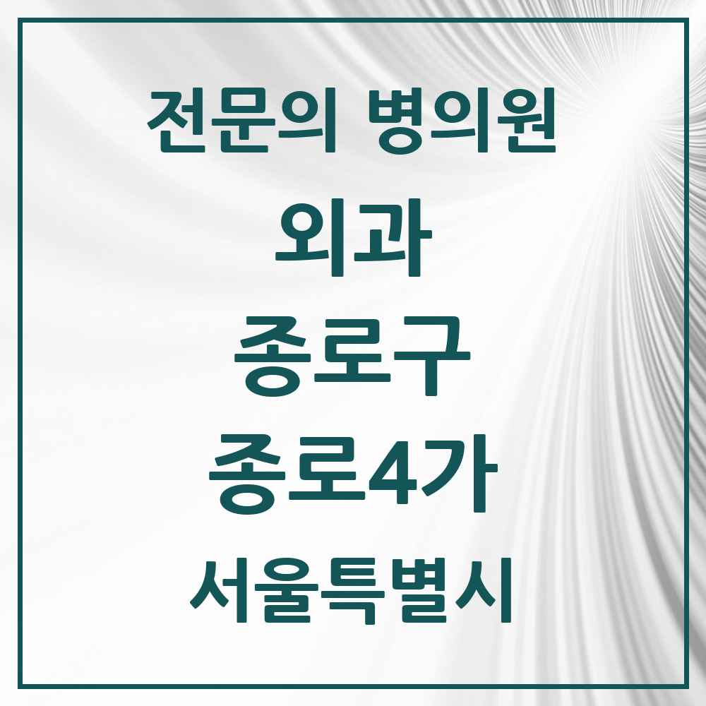 2025 서울특별시 종로구 종로4가 외과 전문의 의원·병원 목록 1곳