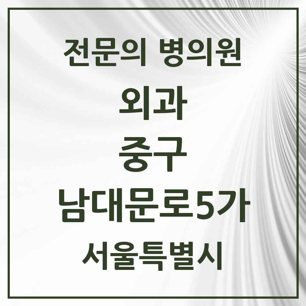 2025 서울특별시 중구 남대문로5가 외과 전문의 의원·병원 목록 1곳