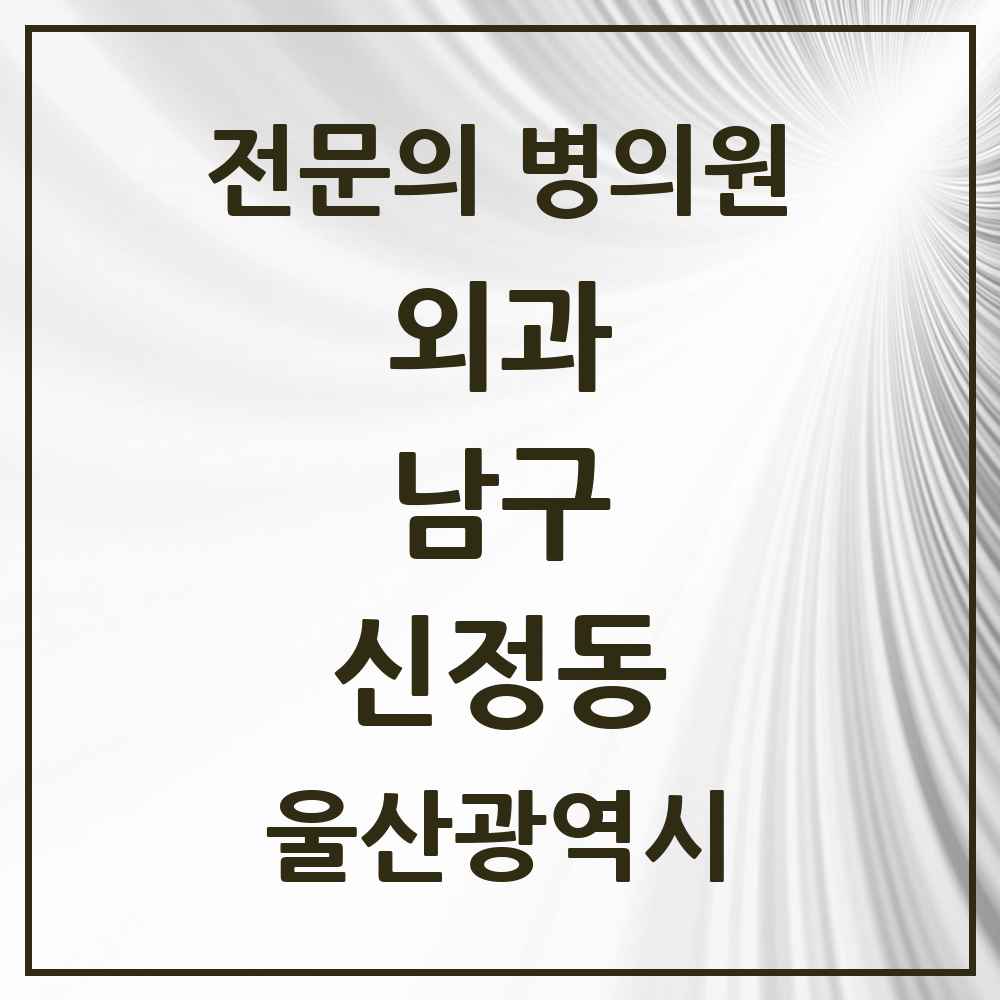 2025 울산광역시 남구 신정동 외과 전문의 의원·병원 목록 6곳