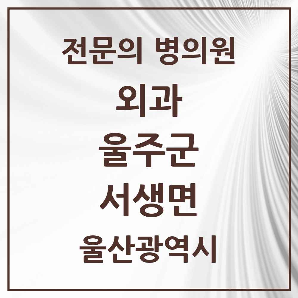 2025 울산광역시 울주군 서생면 외과 전문의 의원·병원 목록 1곳