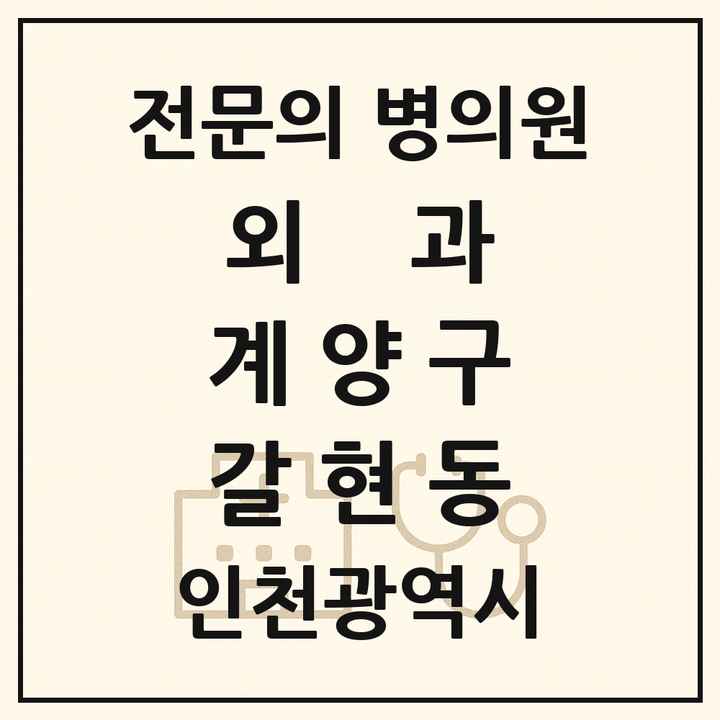 2026 인천광역시 계양구 갈현동 외과 전문의 의원·병원 목록 1곳