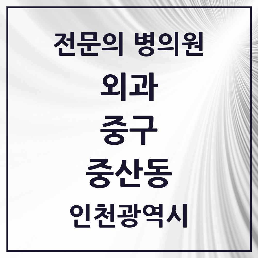2025 인천광역시 중구 중산동 외과 전문의 의원·병원 목록 1곳