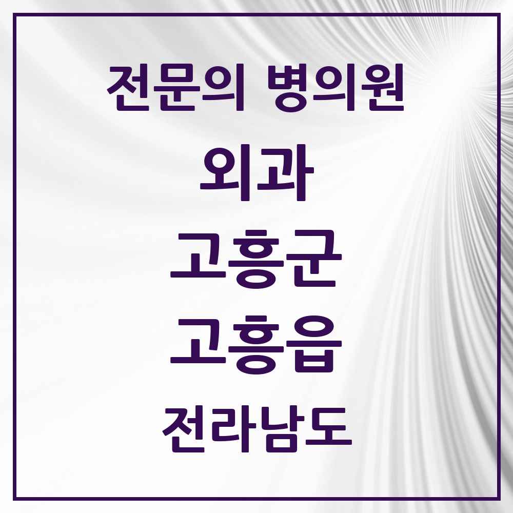 2025 전라남도 고흥군 고흥읍 외과 전문의 의원·병원 목록 4곳