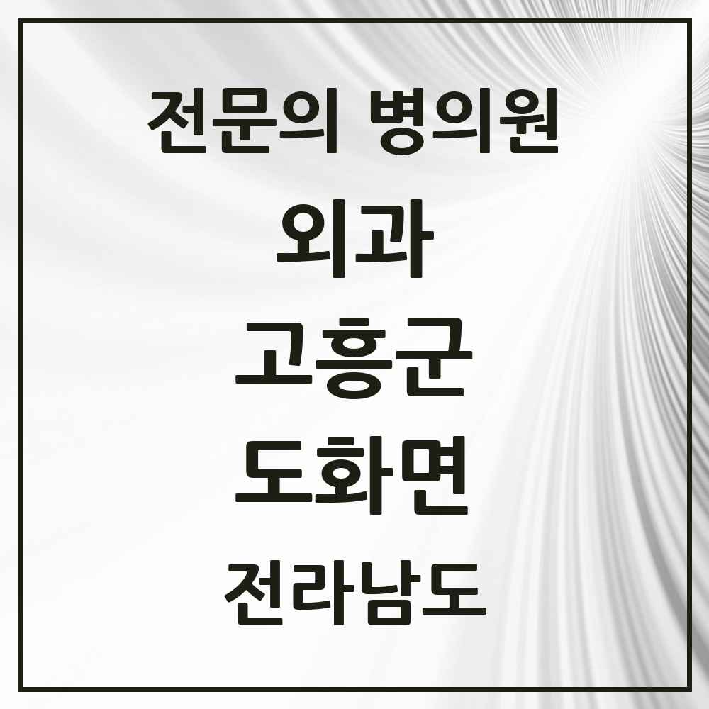 2025 전라남도 고흥군 도화면 외과 전문의 의원·병원 목록 1곳