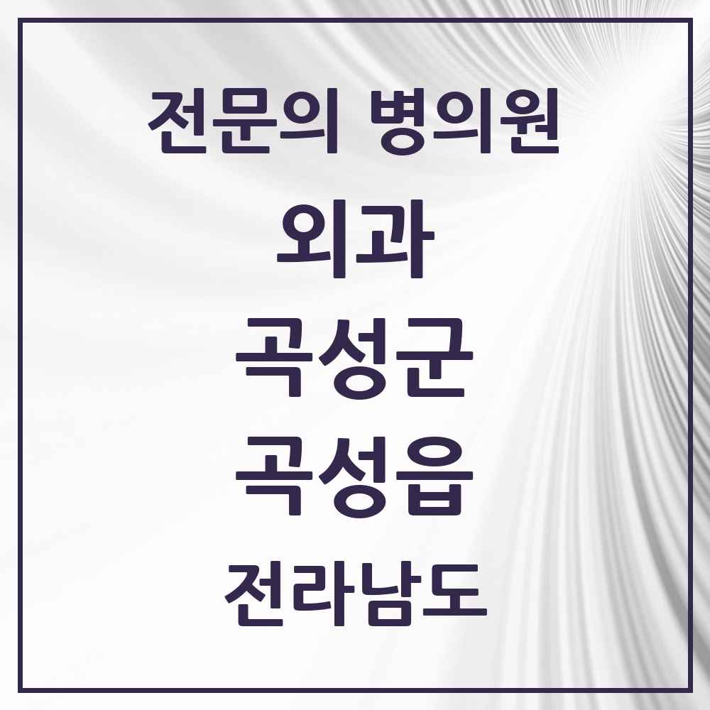 2025 전라남도 곡성군 곡성읍 외과 전문의 의원·병원 목록 1곳