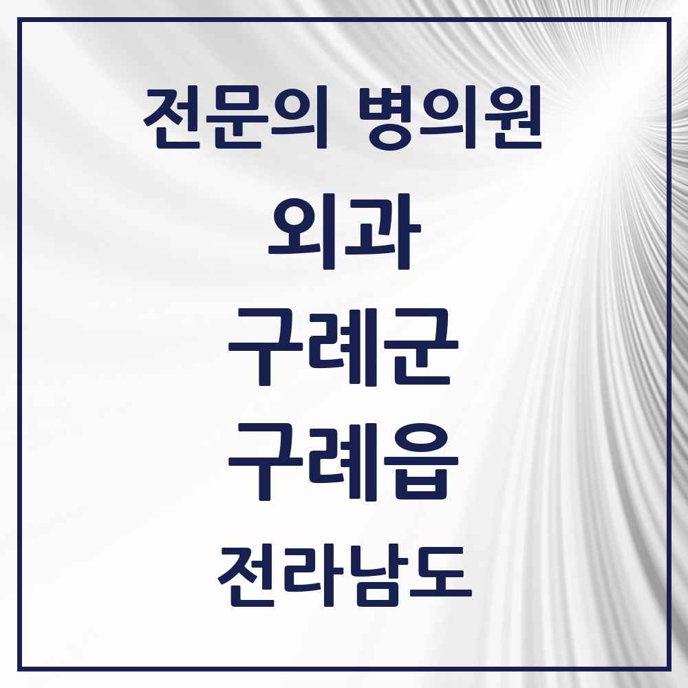 2025 전라남도 구례군 구례읍 외과 전문의 의원·병원 목록 1곳