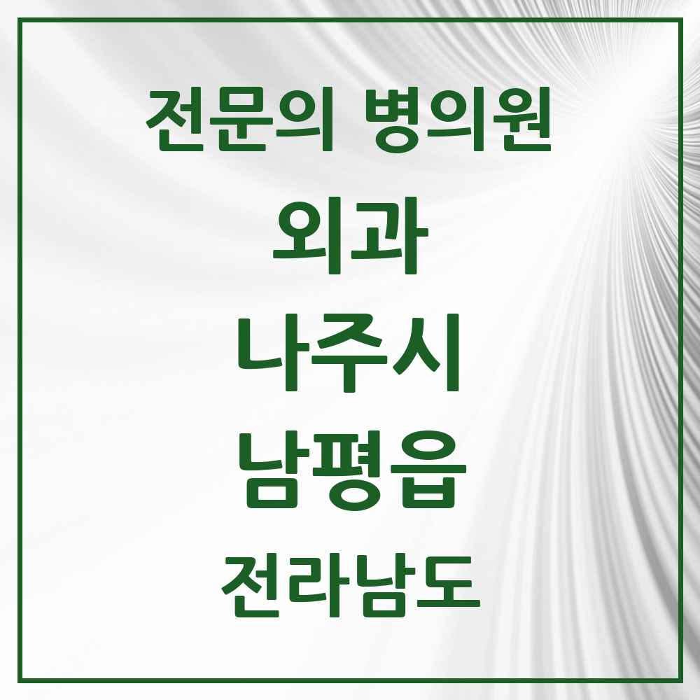 2025 전라남도 나주시 남평읍 외과 전문의 의원·병원 목록 1곳
