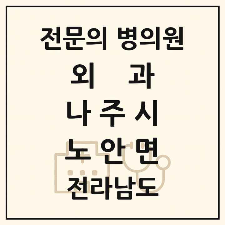 2026 전라남도 나주시 노안면 외과 전문의 의원·병원 목록 1곳