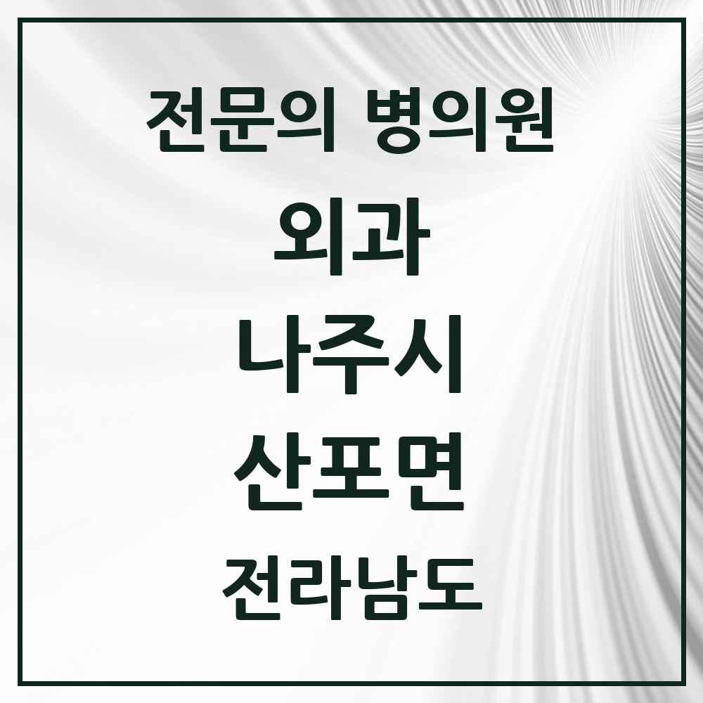 2025 전라남도 나주시 산포면 외과 전문의 의원·병원 목록 1곳