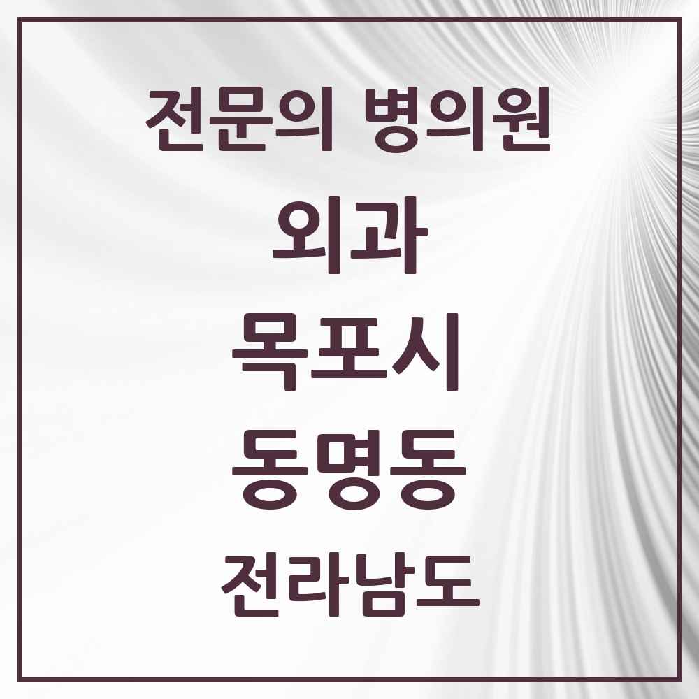 2025 전라남도 목포시 동명동 외과 전문의 의원·병원 목록 1곳