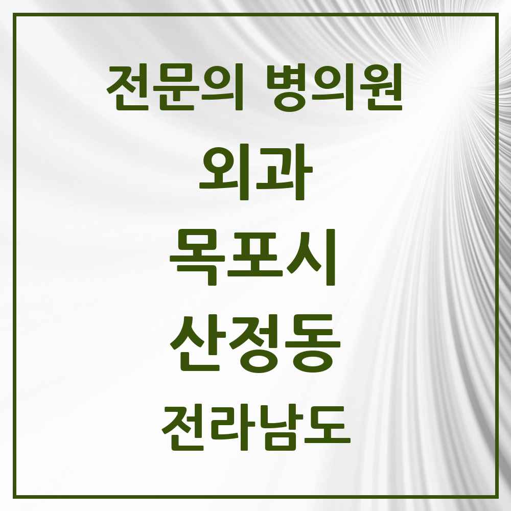 2025 전라남도 목포시 산정동 외과 전문의 의원·병원 목록 5곳