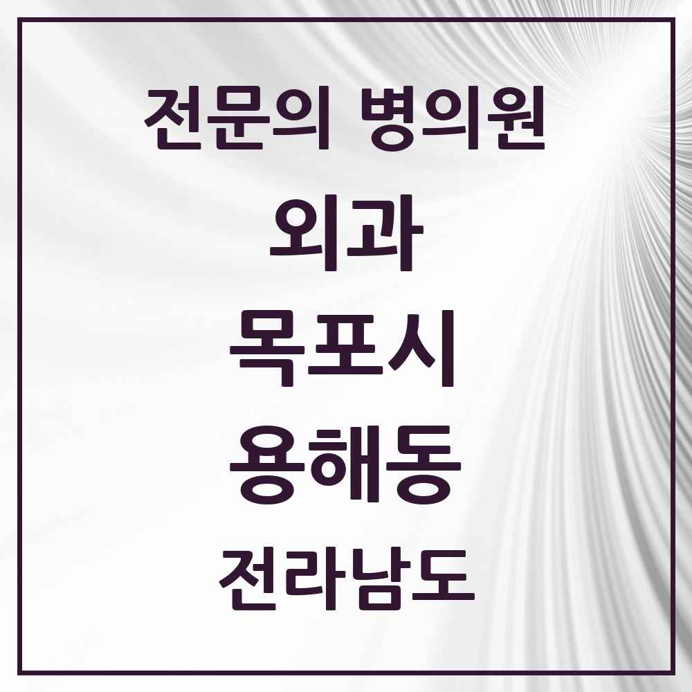 2025 전라남도 목포시 용해동 외과 전문의 의원·병원 목록 4곳