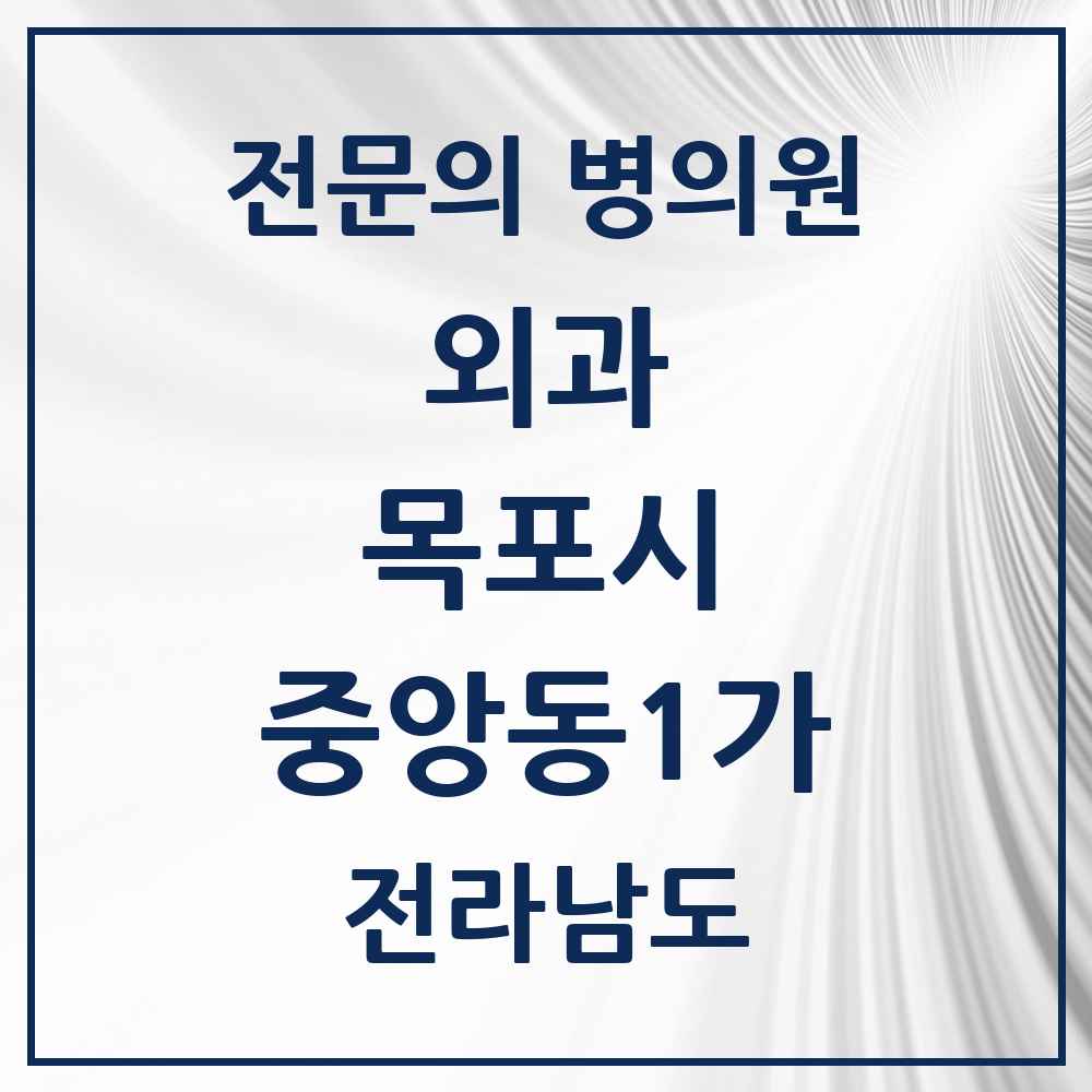 2025 전라남도 목포시 중앙동1가 외과 전문의 의원·병원 목록 1곳