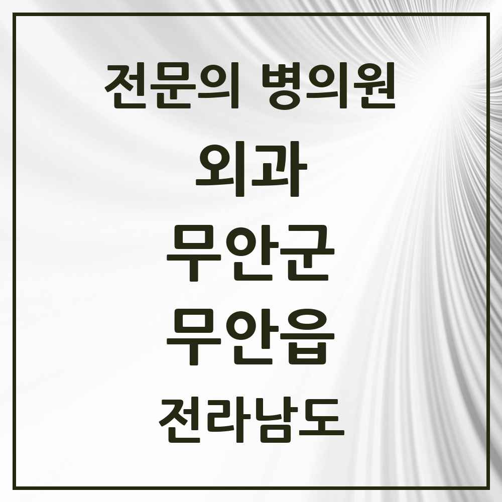 2025 전라남도 무안군 무안읍 외과 전문의 의원·병원 목록 2곳