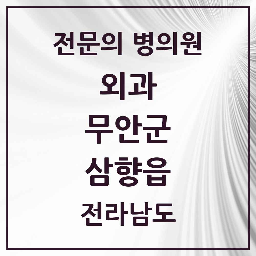2025 전라남도 무안군 삼향읍 외과 전문의 의원·병원 목록 2곳