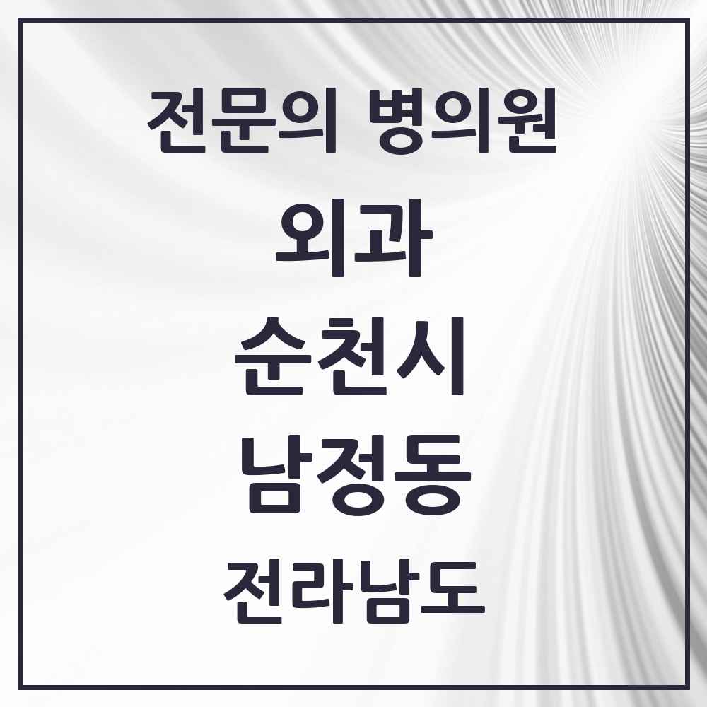 2025 전라남도 순천시 남정동 외과 전문의 의원·병원 목록 1곳