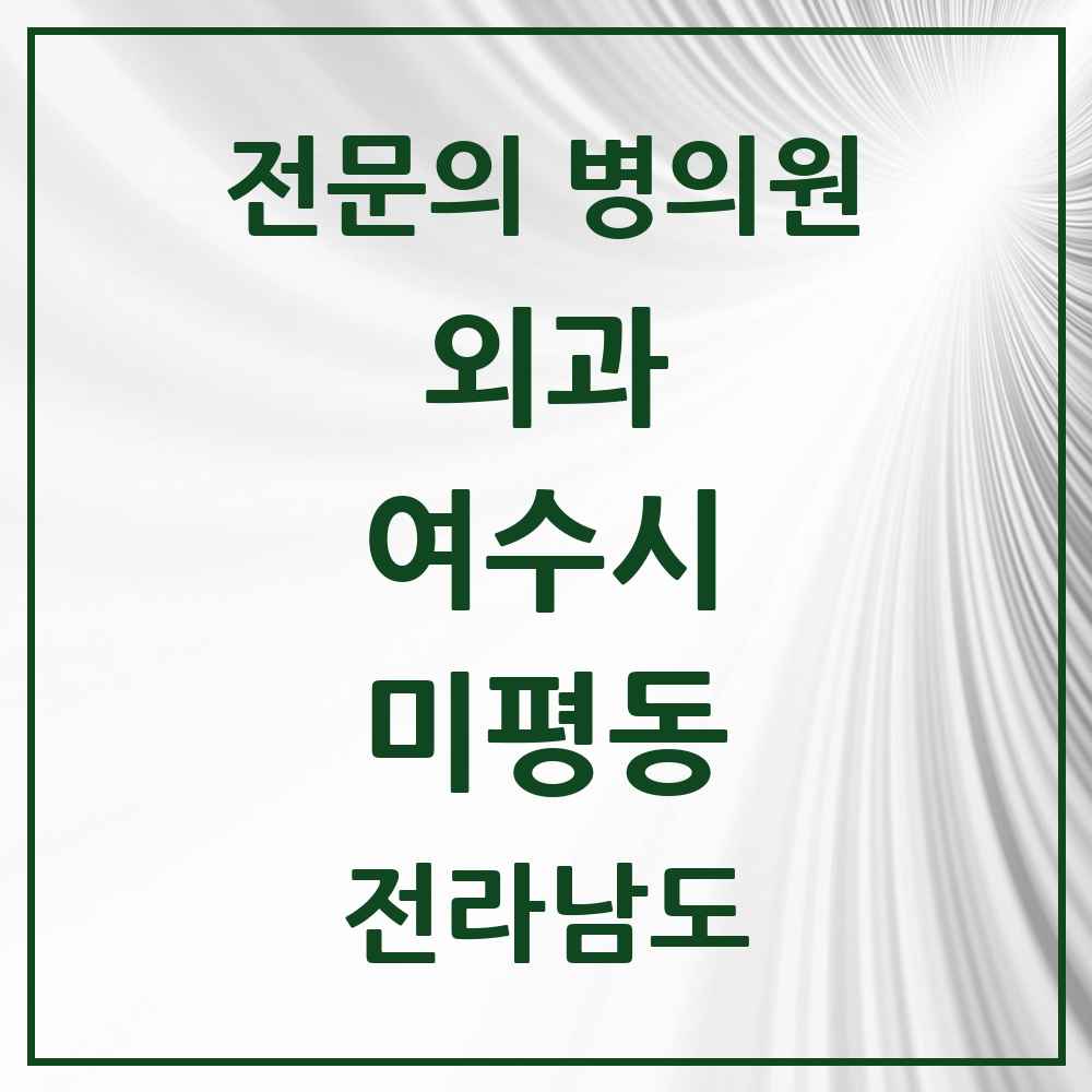 2025 전라남도 여수시 미평동 외과 전문의 의원·병원 목록 1곳