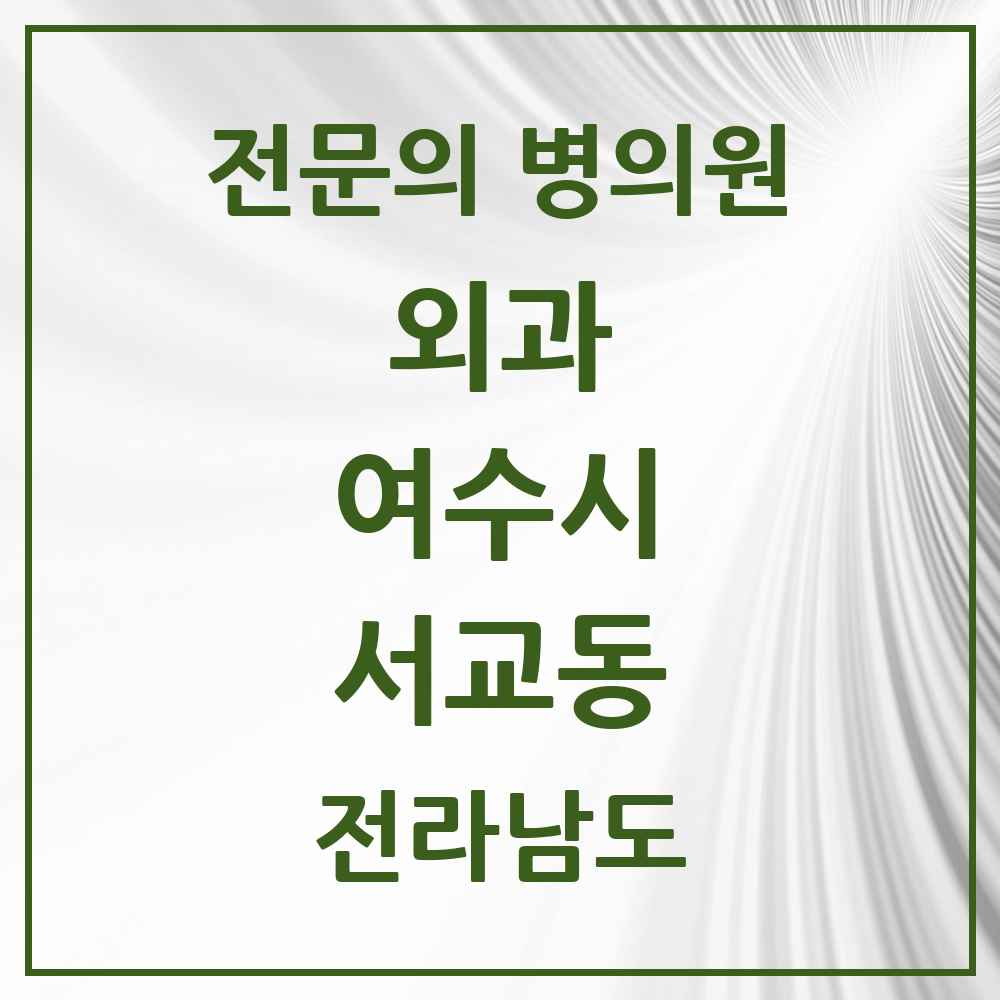 2025 전라남도 여수시 서교동 외과 전문의 의원·병원 목록 2곳