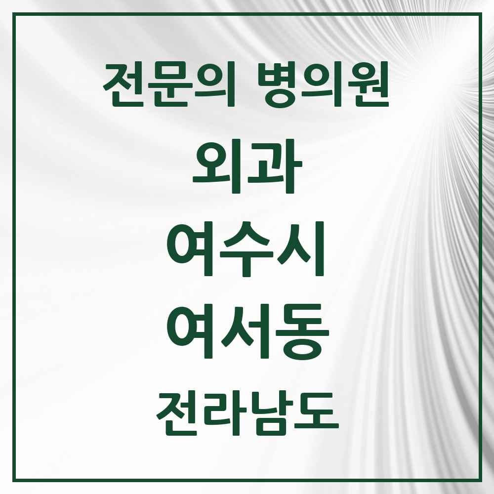 2025 전라남도 여수시 여서동 외과 전문의 의원·병원 목록 1곳